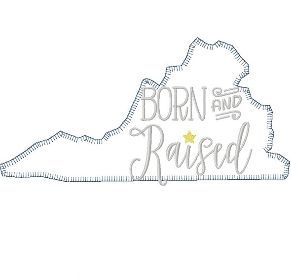 Virginia Born and Raised Vintage and Blanket Stitch Applique
