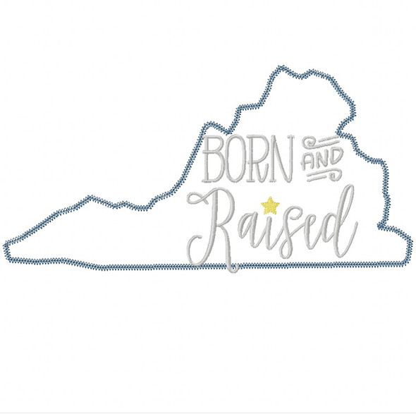 Virginia Born and Raised Vintage and Blanket Stitch Applique Machine Embroidery Design