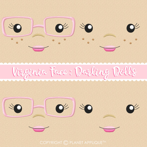 Virginia Face Styles For Darling Dolls Machine Embroidery Design