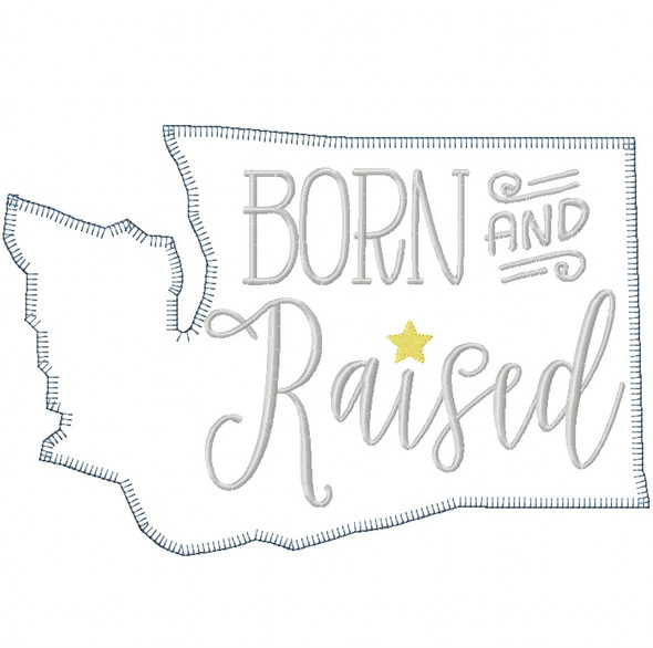Washington Born and Raised Vintage and Blanket Stitch Applique