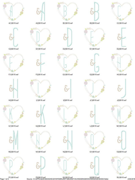 You and Me Wedding Monogram Set Embroidery Design Font