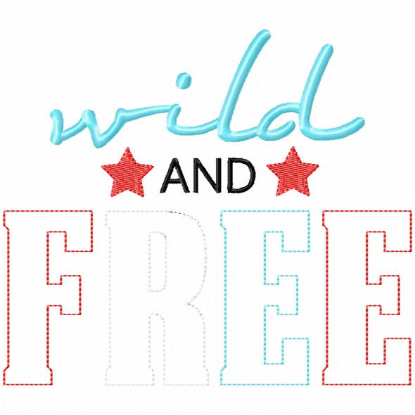 Wild and Free Simple Stitch and Sketch Fill Applique Embroidery Design