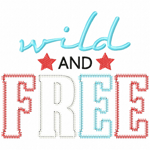Wild and Free Satin and Zigzag Applique Embroidery Design
