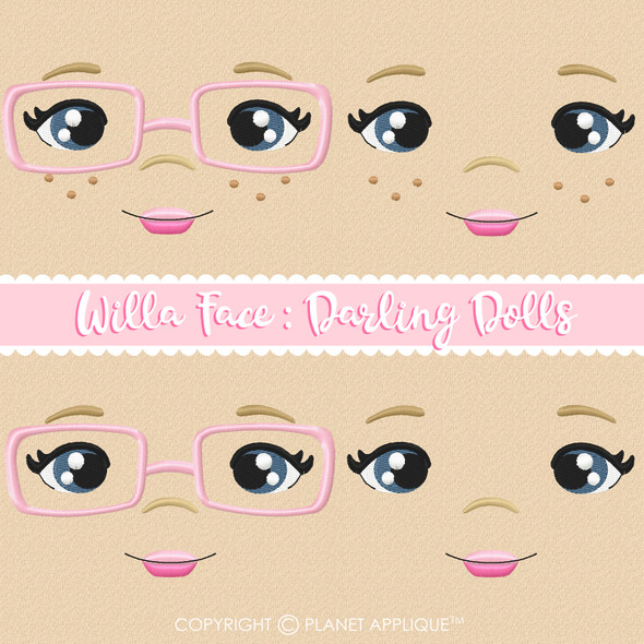 Willa Face Styles For Darling Dolls Machine Embroidery Design