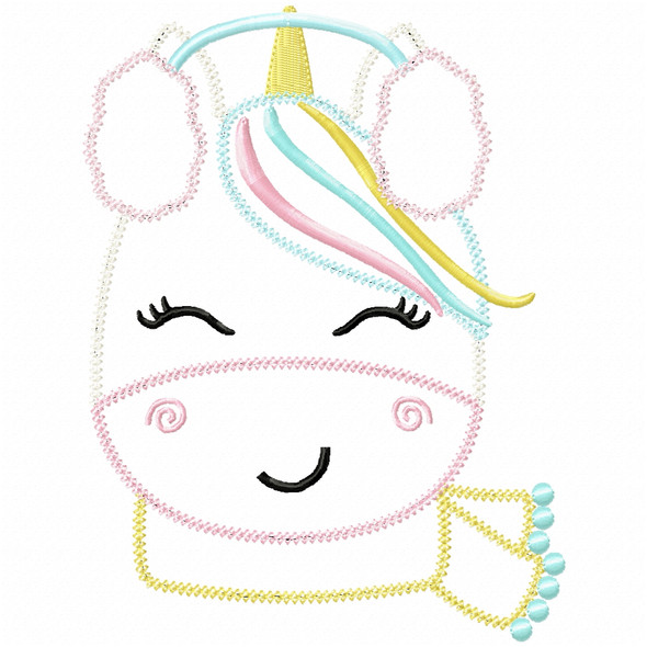 Winter Unicorn Vintage and Chain Stitch Machine Embroidery Design