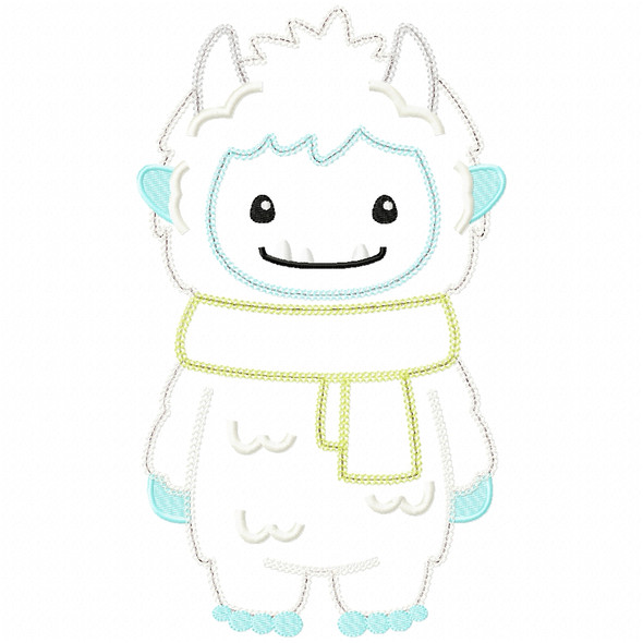Winter Yeti Vintage and Chain Applique Embroidery Design