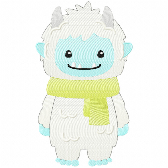 Winter Yeti Sketch Fill Applique Embroidery Design