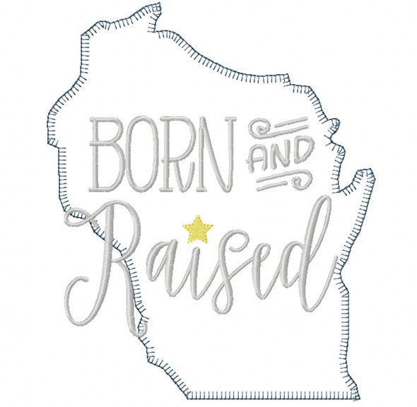 West Virginia Born and Raised Vintage and Blanket Stitch Applique