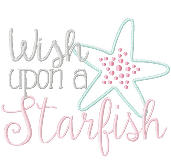 Wish Upon a Starfish Vintage and Blanket Stitch Applique Machine Embroidery Design