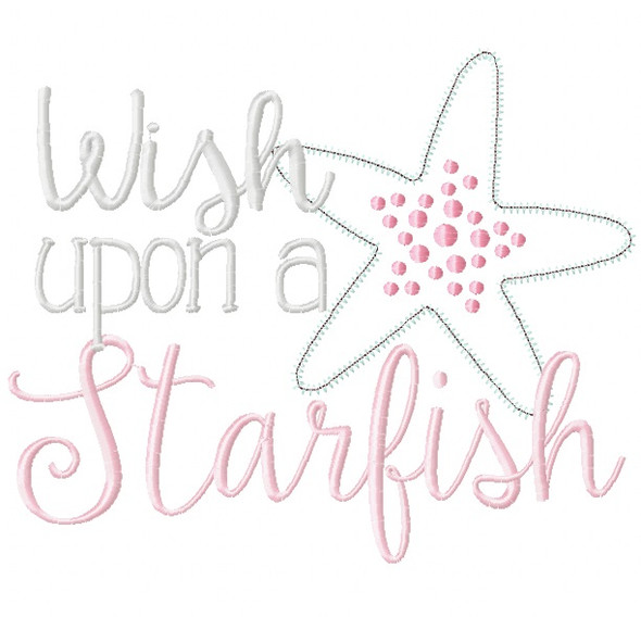 Wish Upon a Starfish Vintage and Blanket Stitch Applique   Embroidery Design