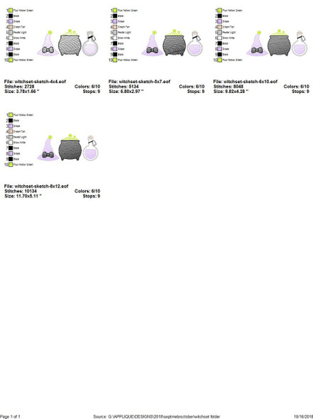 Witch Set Sketch Embroidery Design