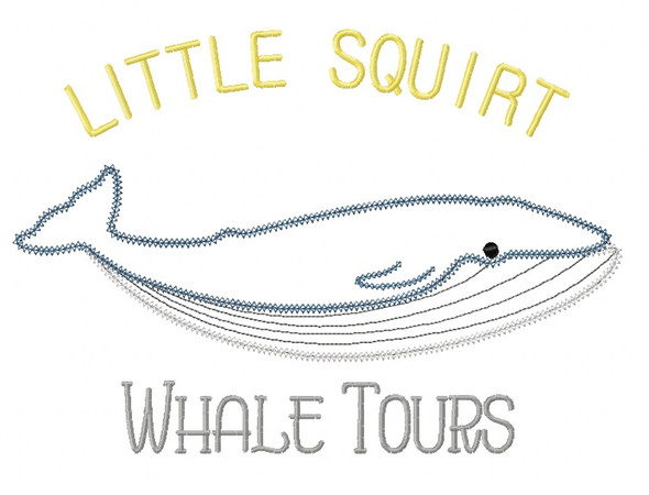 Whale Tours Zig Zag and Vintage Stitch Applique Machine Embroidery Design