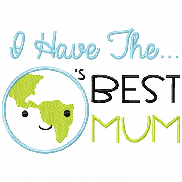 Worlds Best Mum Satin and Zigzag Applique Machine Embroidery Design