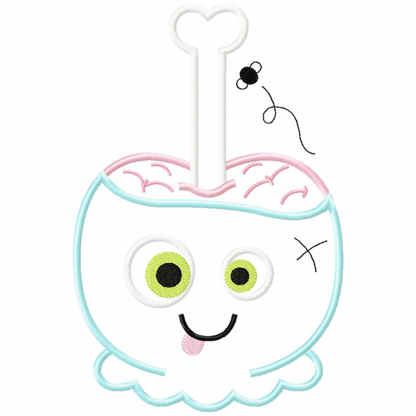 Zombie Candy Apple Satin and Zigzag Applique Machine Embroidery Design