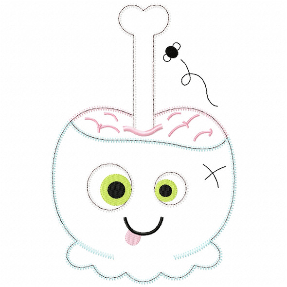 Zombie Candy Apple Satin and Zigzag Applique Embroidery Design