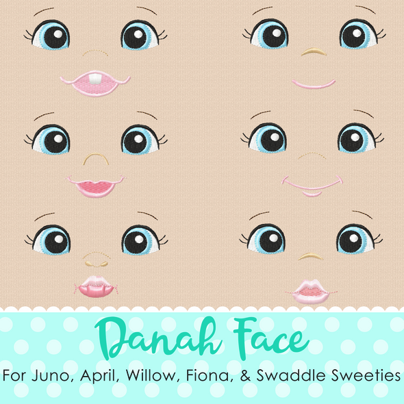 Machine Embroidery Doll Face Design Digital Download
