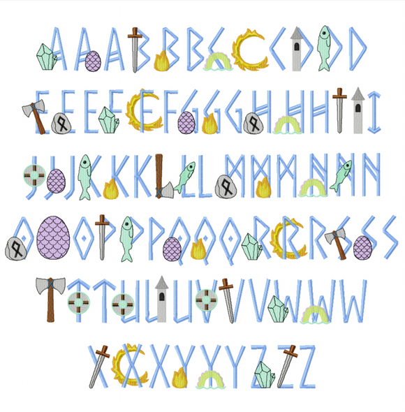 Dragon Embroidery Font