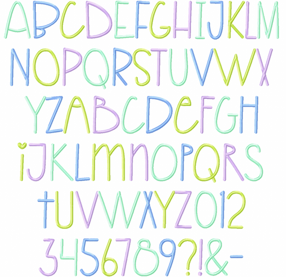 Heidi Font Alphabet Machine  Embroidery Design